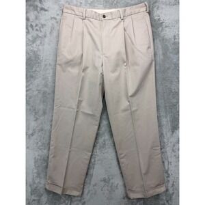 Brooks Brothers 346 Mens Advantage Chino Elliot Pants 36x30 Khaki Pleated Cotton